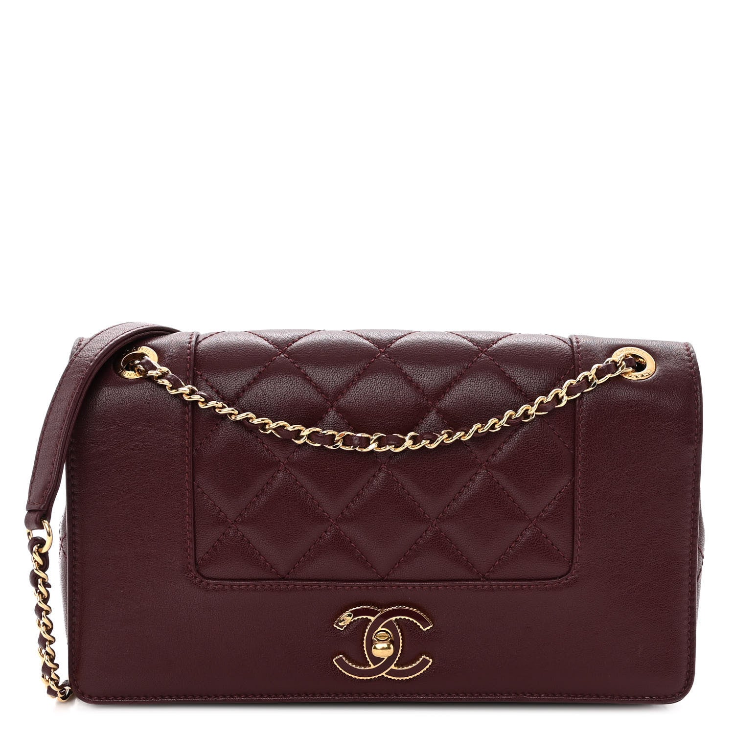 Chanel Sheepskin Quilted Vintage Mademoiselle Flap Dark Red 1 of 10