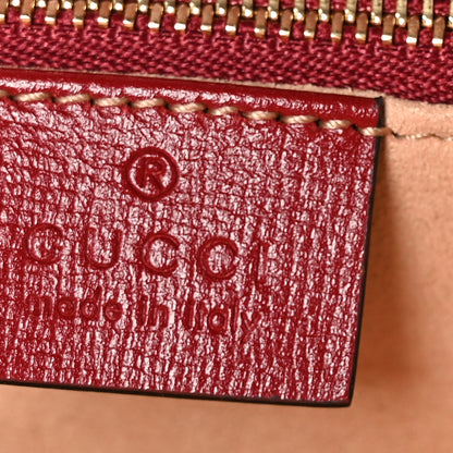 Gucci GG Supreme Monogram Azalea Calfskin Horsebit 1955 Shoulder Bag Beige Ebony New Cherry Red 6 of 10