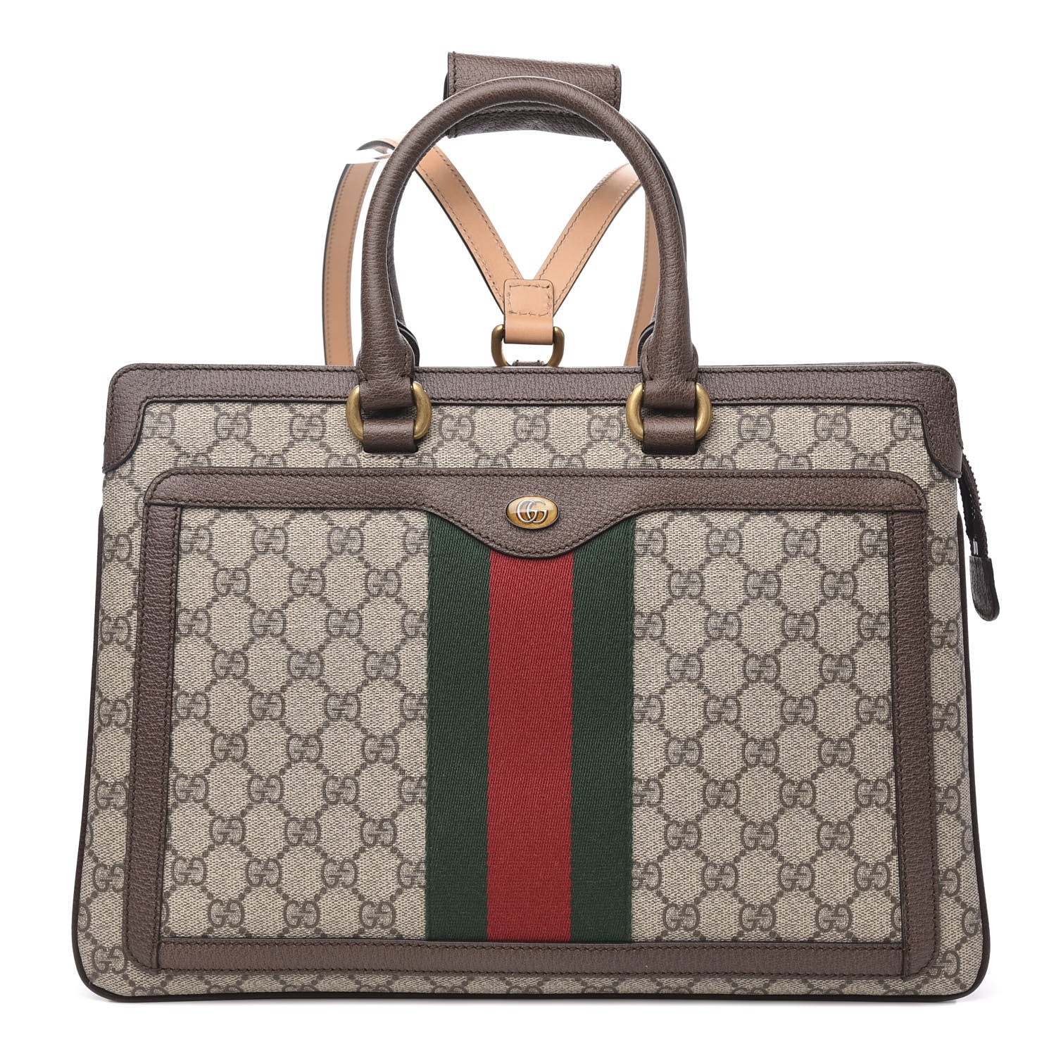 Gucci GG Supreme Monogram Web Ophidia Convertible Backpack Beige New Acero 1 of 9