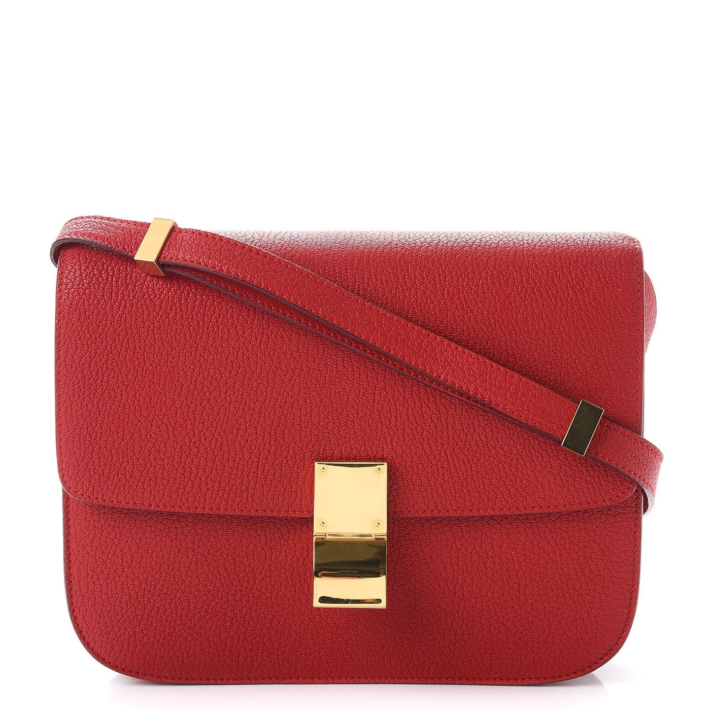Goatskin Medium Classic Box Flap Bag Carmin