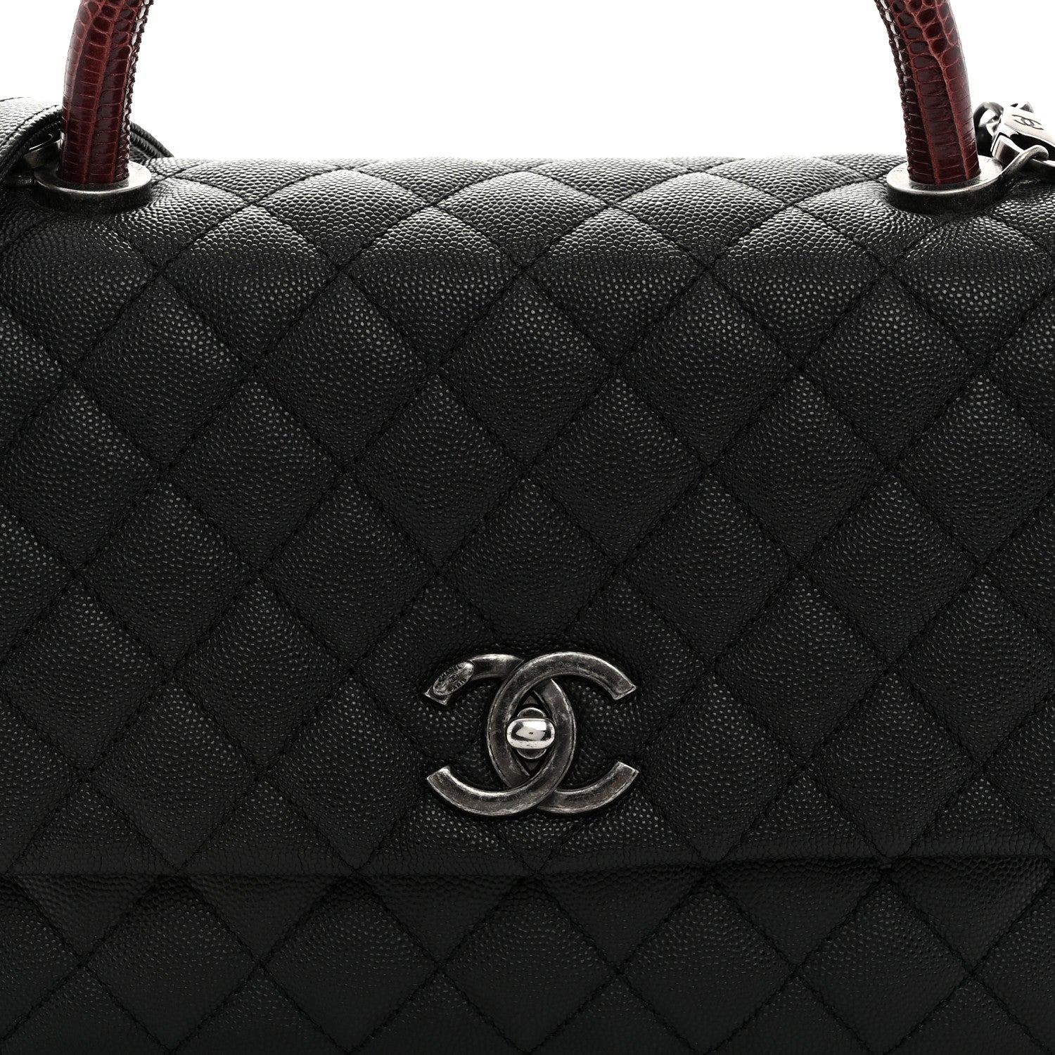 Chanel Caviar Lizard Embossed Quilted Small Coco Handle Flap Black 8 of 10