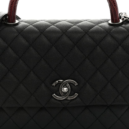 Chanel Caviar Lizard Embossed Quilted Small Coco Handle Flap Black 8 of 10