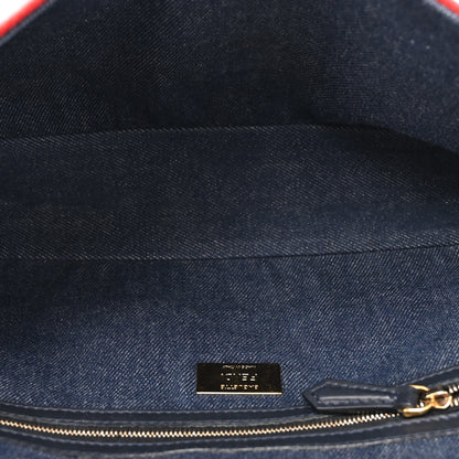Fendi Denim Large Baguette Blue Rosso 5 of 16