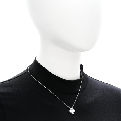 Van Cleef & Arpels 18K White Gold Guilloche Vintage Alhambra Pendant Necklace 2 of 6