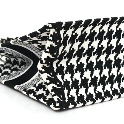 Christian Dior Canvas Macro Houndstooth Embroidered Medium Book Tote Black White 9 of 13