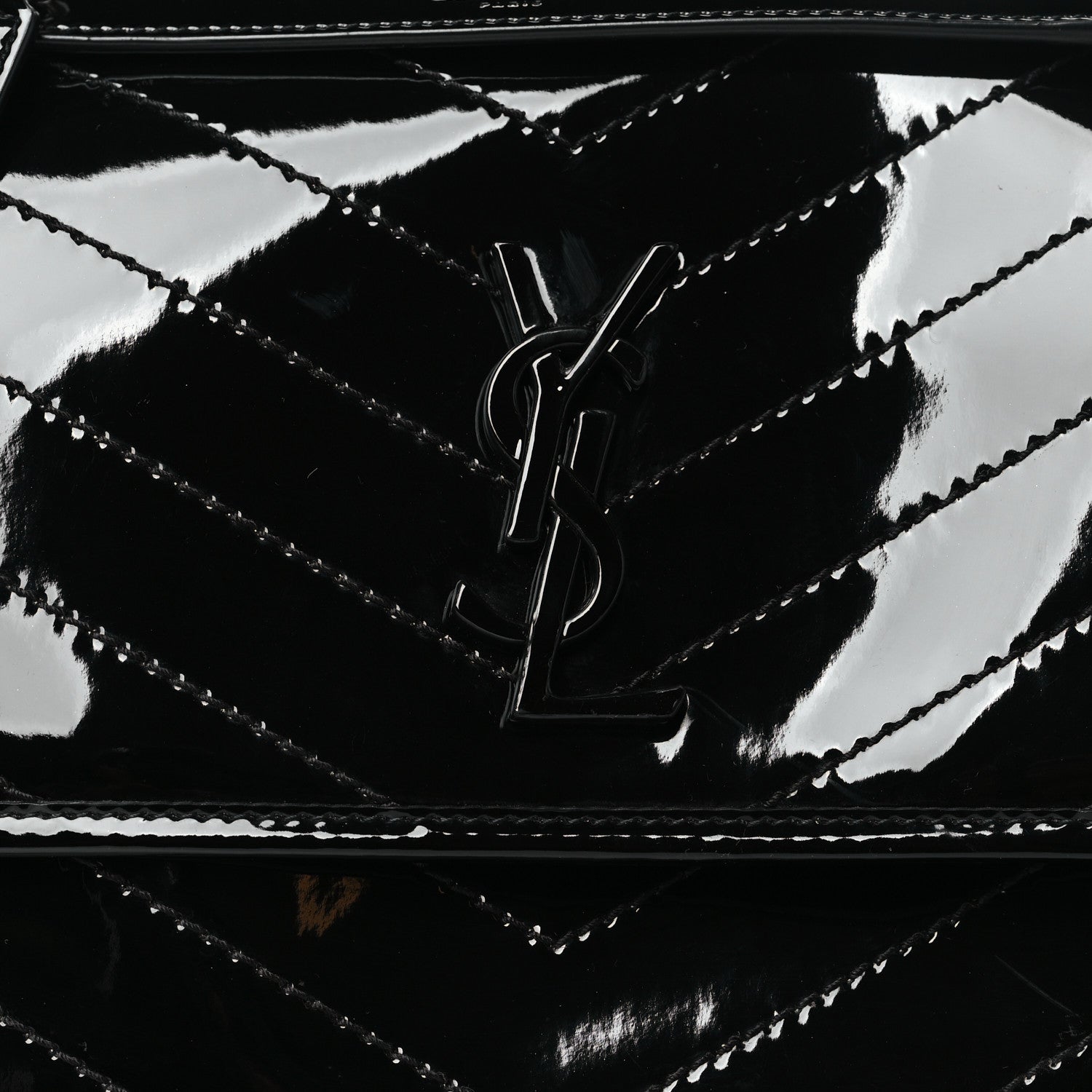 Saint Laurent Faux Patent Matelasse Monogram Medium Niki Chain Satchel Black 6 of 7