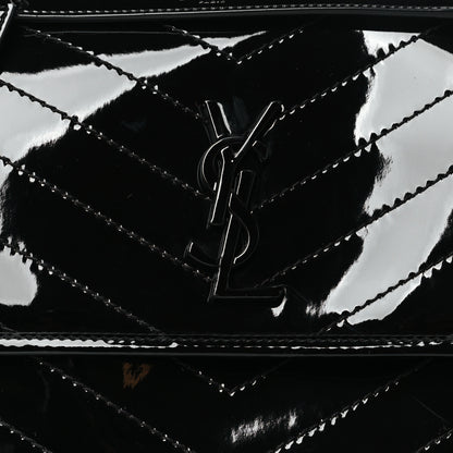 Saint Laurent Faux Patent Matelasse Monogram Medium Niki Chain Satchel Black 6 of 7