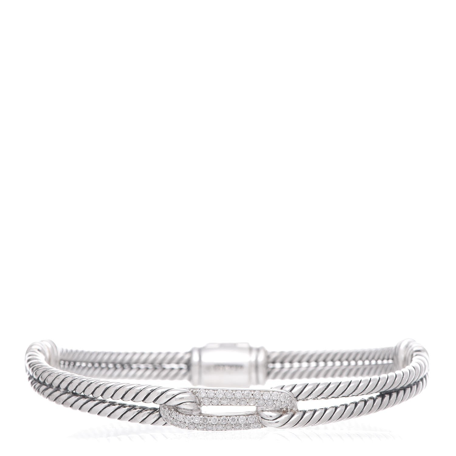 David Yurman Sterling Silver Diamond 7mm Mini Loop Labyrinth Bracelet 1 of 5