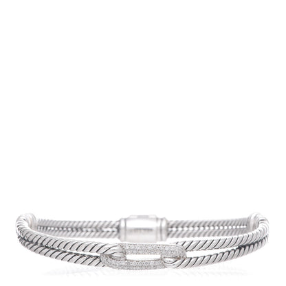 David Yurman Sterling Silver Diamond 7mm Mini Loop Labyrinth Bracelet 1 of 5