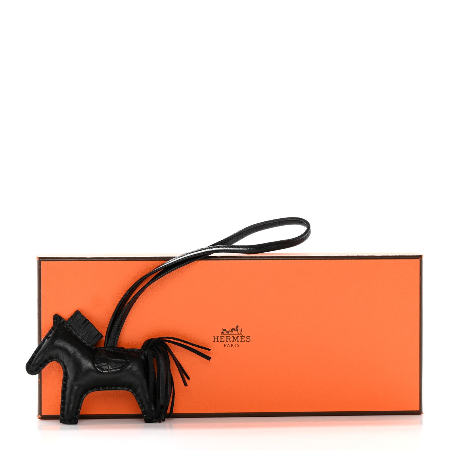 Hermes Milo Lambskin Matte Alligator Touch Grigri Rodeo Horse Bag Charm PM So Black 10 of 10