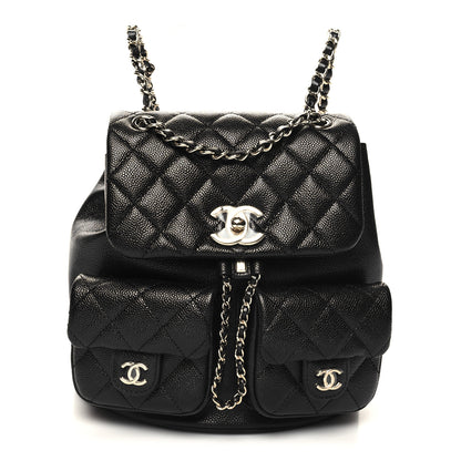 Chanel Shiny Caviar Quilted Medium Duma Pockets Drawstring Backpack Black 1 of 10