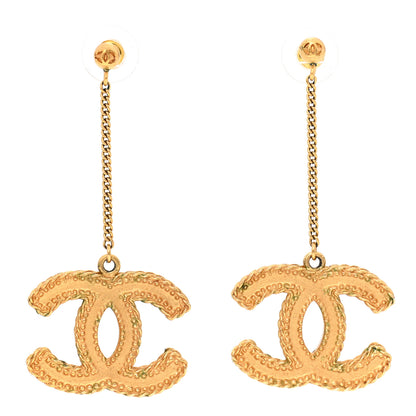 Chanel CC Drop Earrings Matte Gold 1 of 6