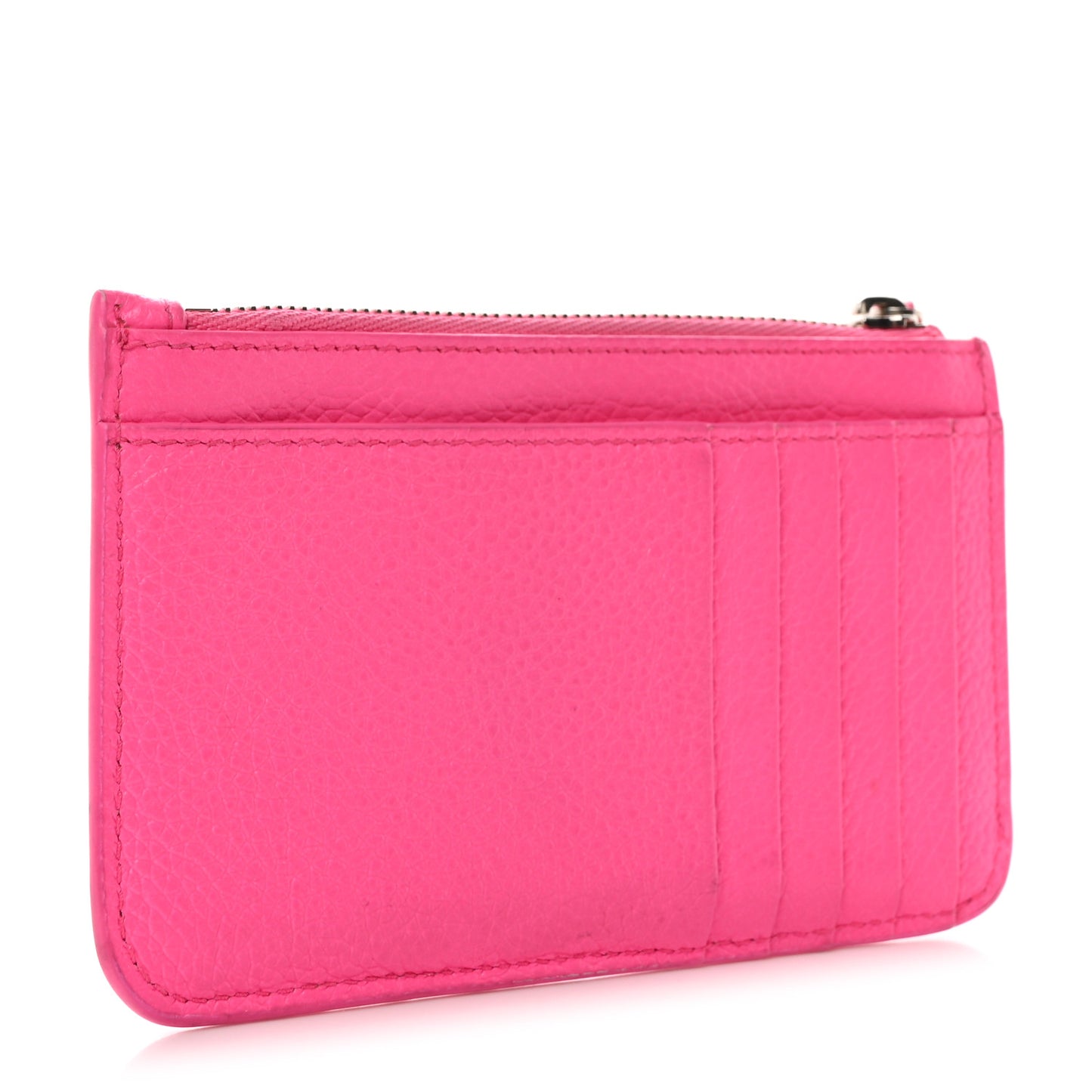 Grained Calfskin Logo Large Cash Long Coin Card Holder Acid Pink Black