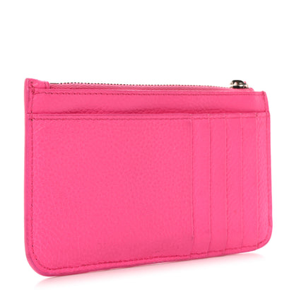 Balenciaga Grained Calfskin Logo Large Cash Long Coin Card Holder Acid Pink Black 3 of 9