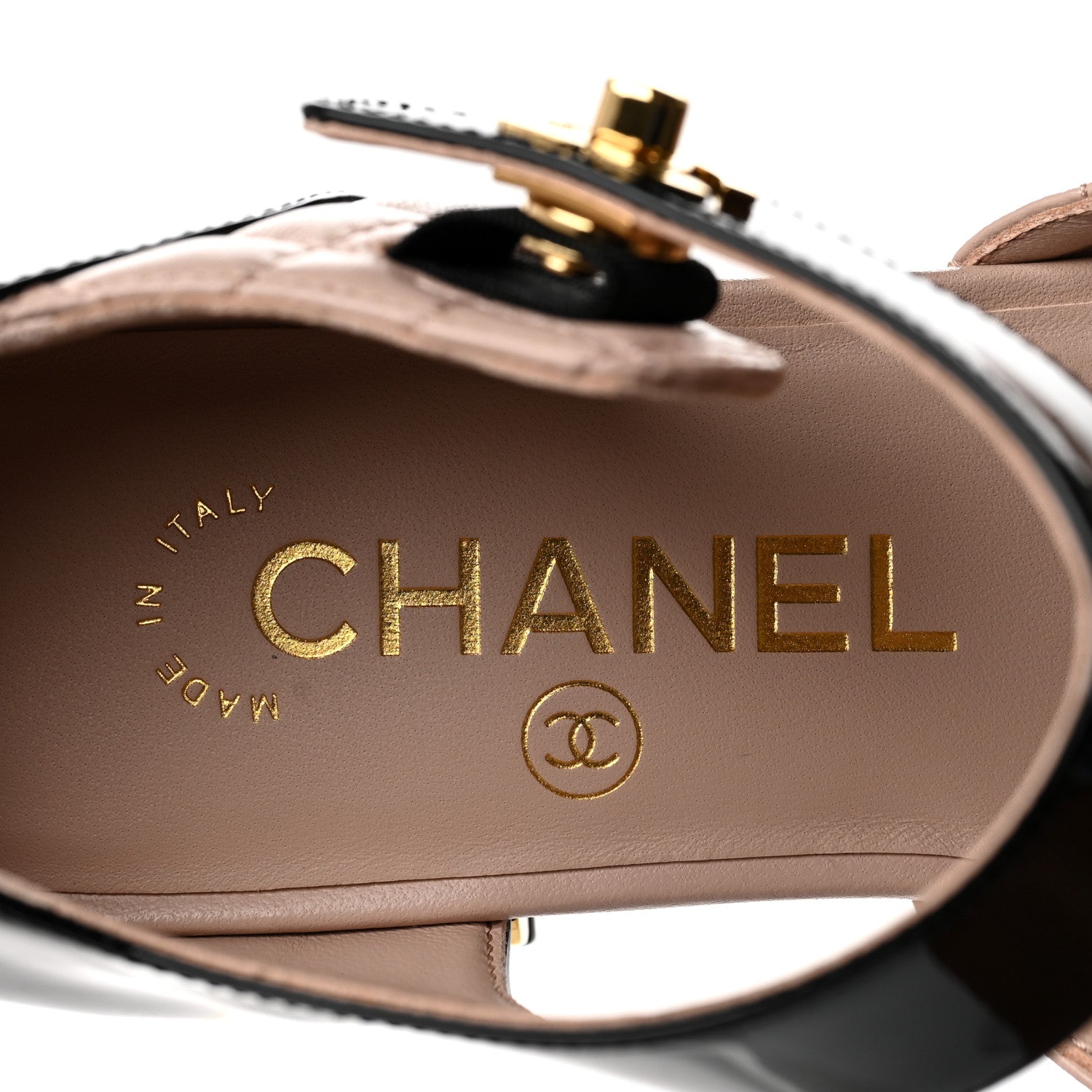 Chanel Patent Lambskin Quilted Cap Toe Ballerina Flats 36 Beige Black 7 of 8