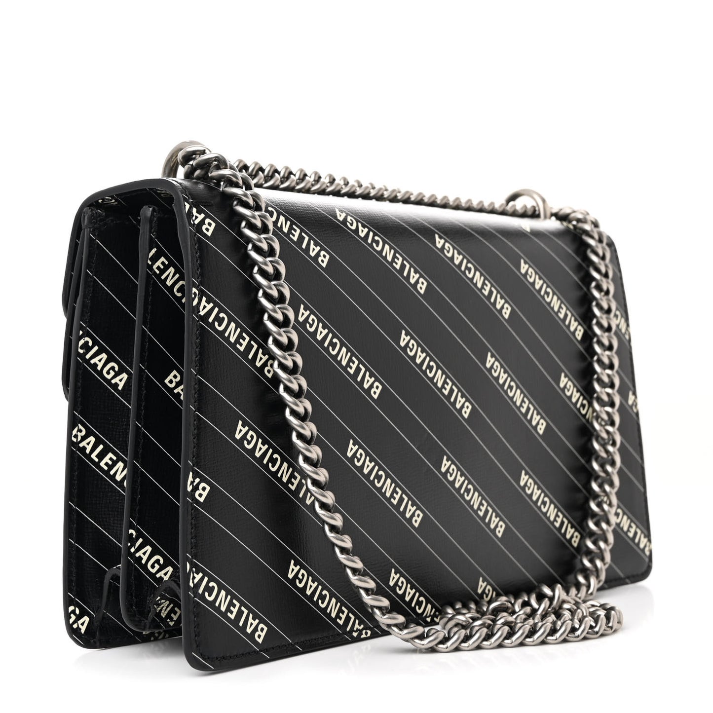 X BALENCIAGA Calfskin Logo Print Small Dionysus Shoulder Bag Black