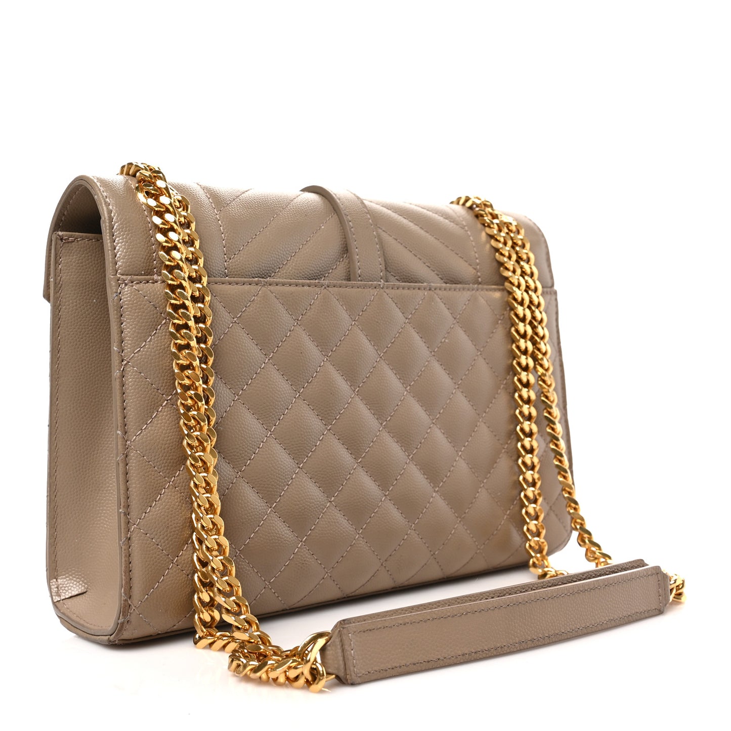Grain De Poudre Textured Mixed Matelasse Medium Triquilt Monogram Satchel Dark Latte