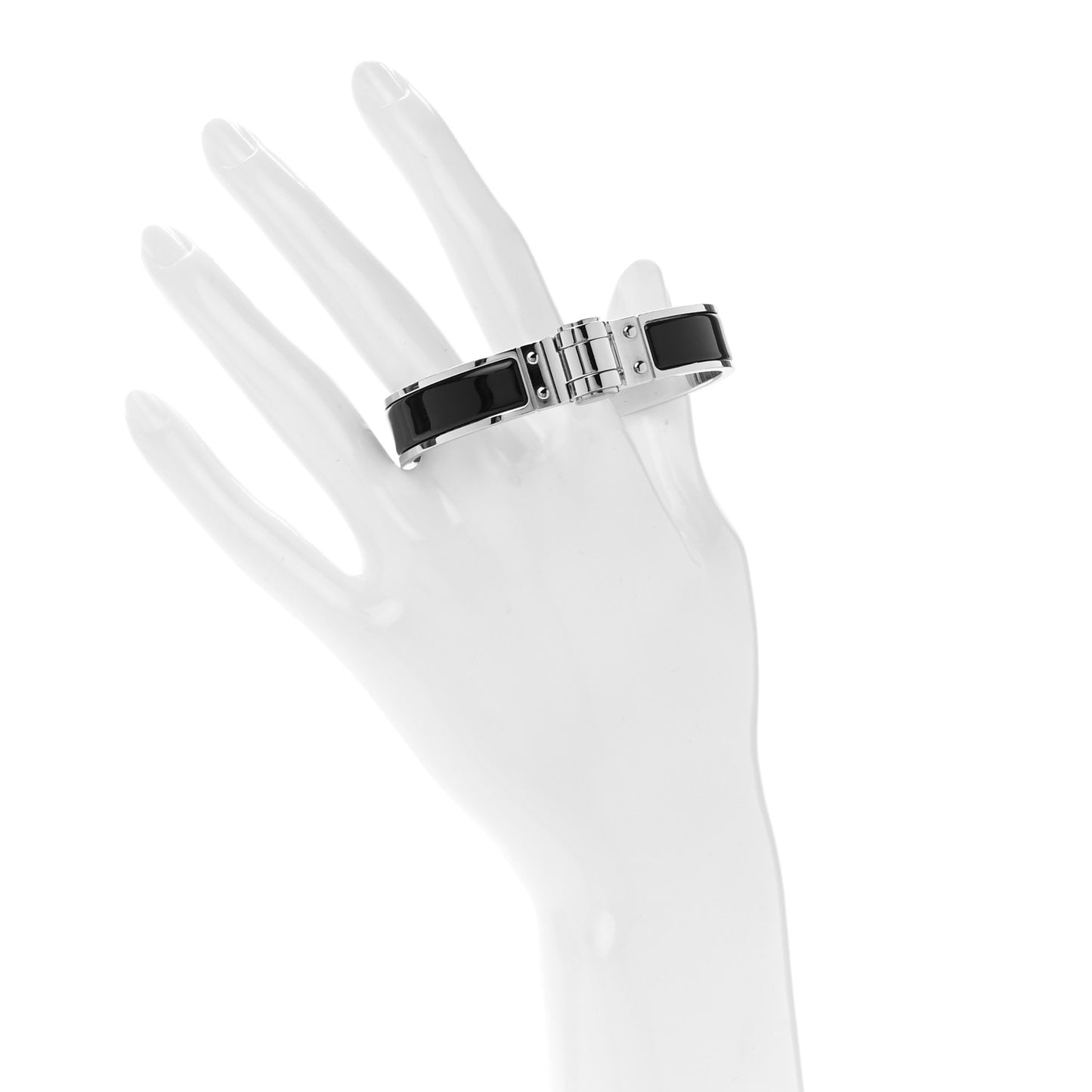 Enamel Charniere Uni Narrow Hinged Bracelet S Black