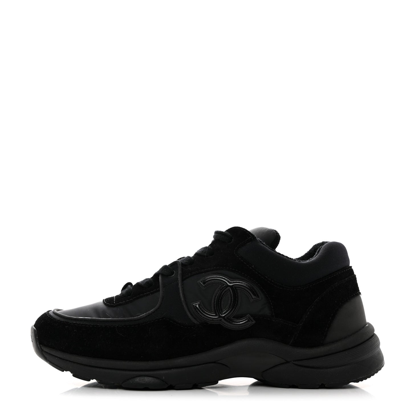 Nylon Calfskin Suede CC Sneakers 39 Black