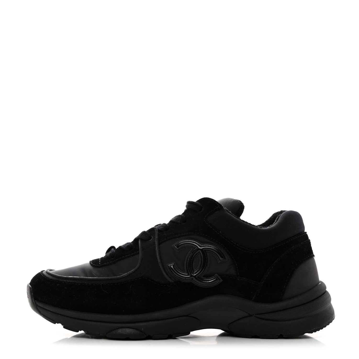 Chanel Nylon Calfskin Suede CC Sneakers 39 Black 1 of 9