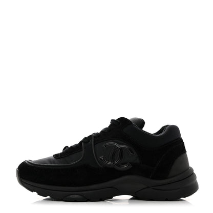 Chanel Nylon Calfskin Suede CC Sneakers 39 Black 1 of 9
