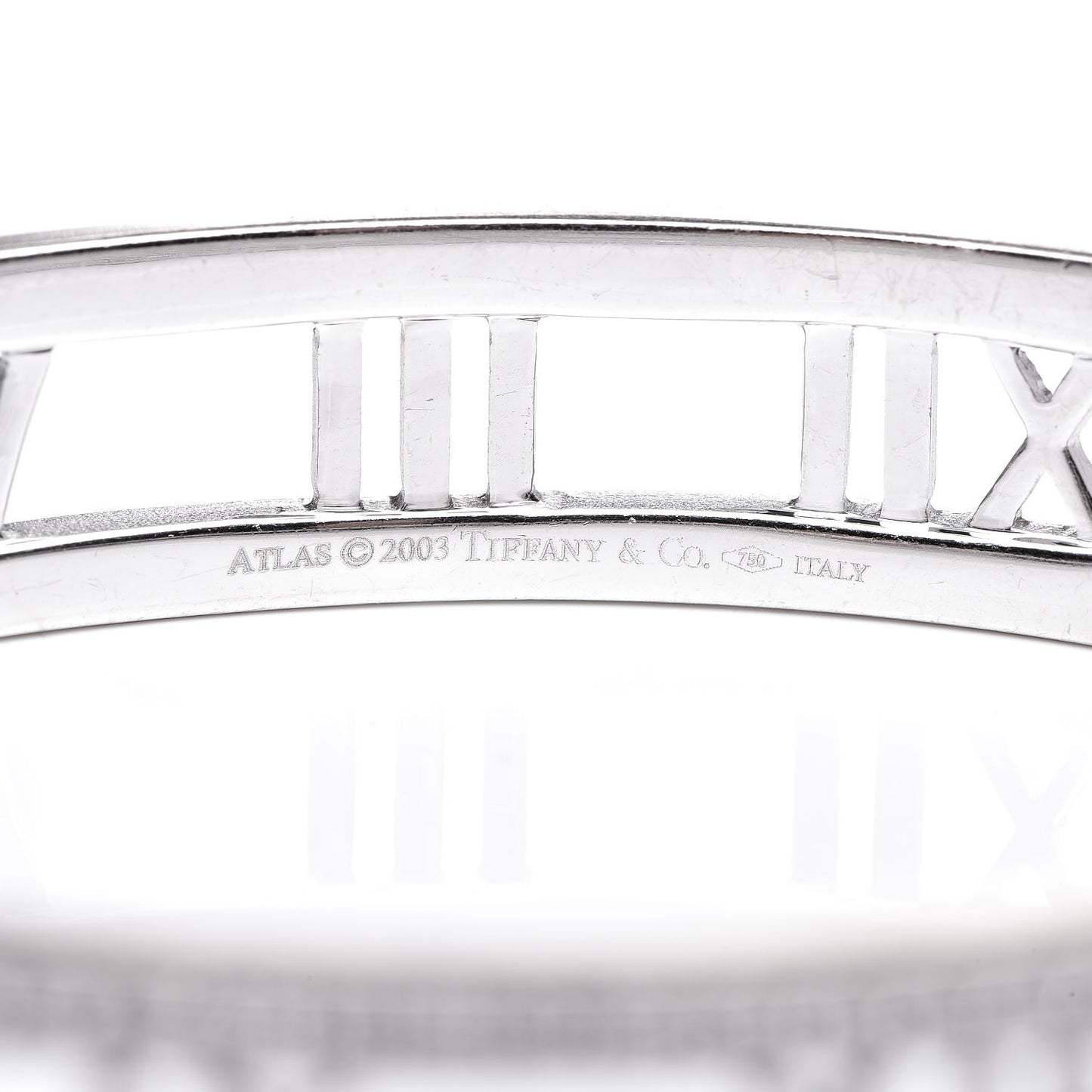 18K White Gold Diamond Atlas Open Hinged Bangle Bracelet