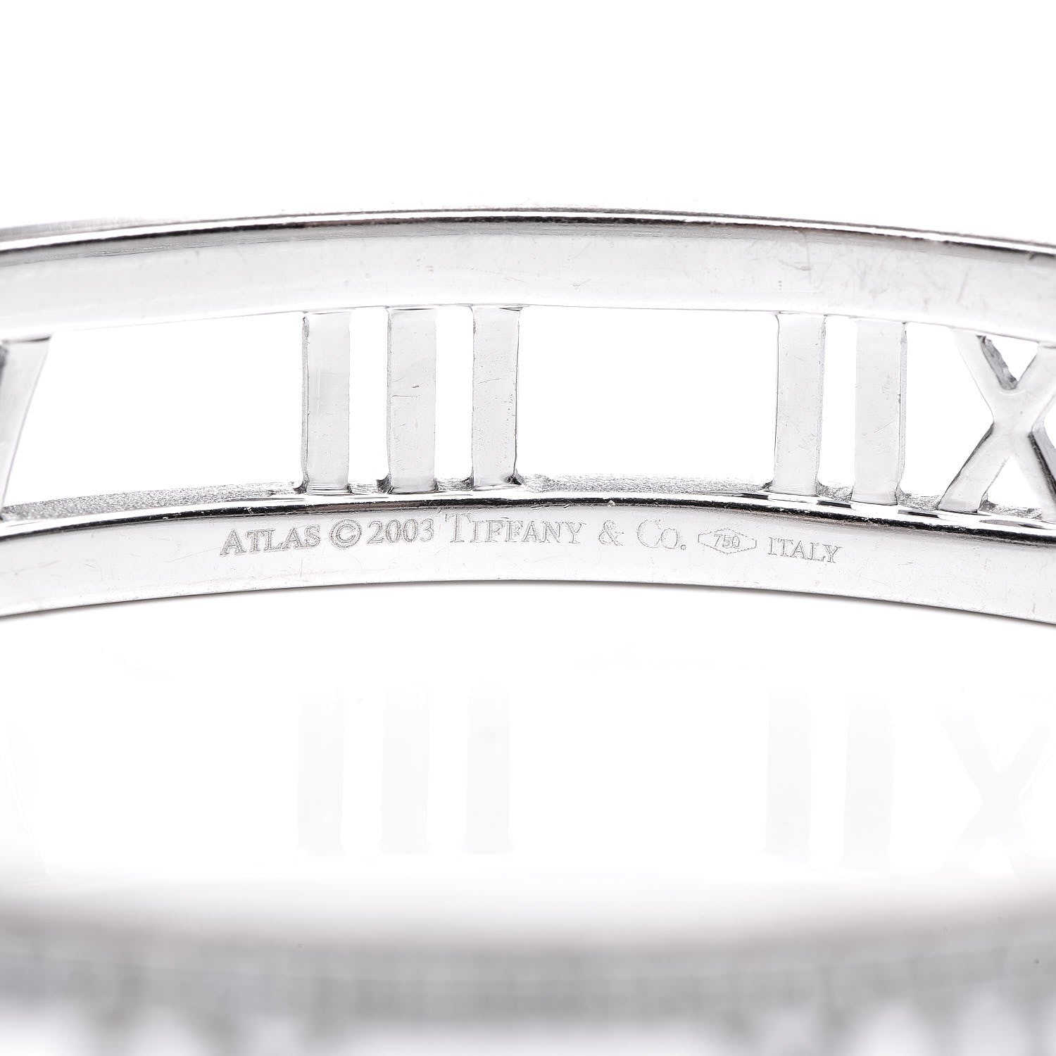 Tiffany 18K White Gold Diamond Atlas Open Hinged Bangle Bracelet 5 of 5