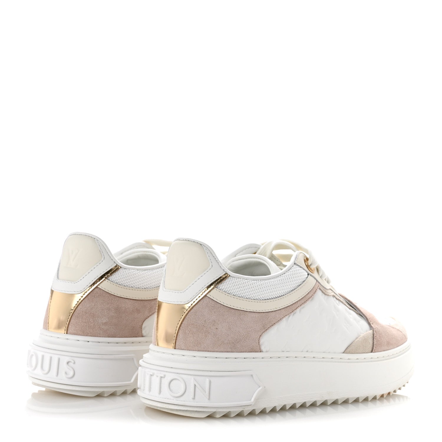 Louis Vuitton Suede Calfskin Monogram Embossed Time Out Sneakers 37 Rose Poudre 5 of 10