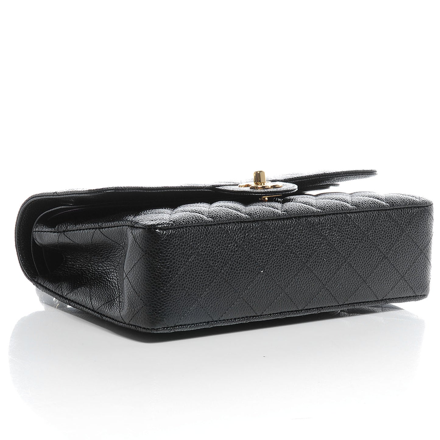 Caviar Quilted Medium Double Flap Black