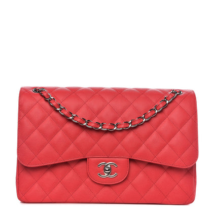 Chanel Caviar Quilted Jumbo Double Flap Dark Pink 1 of 8