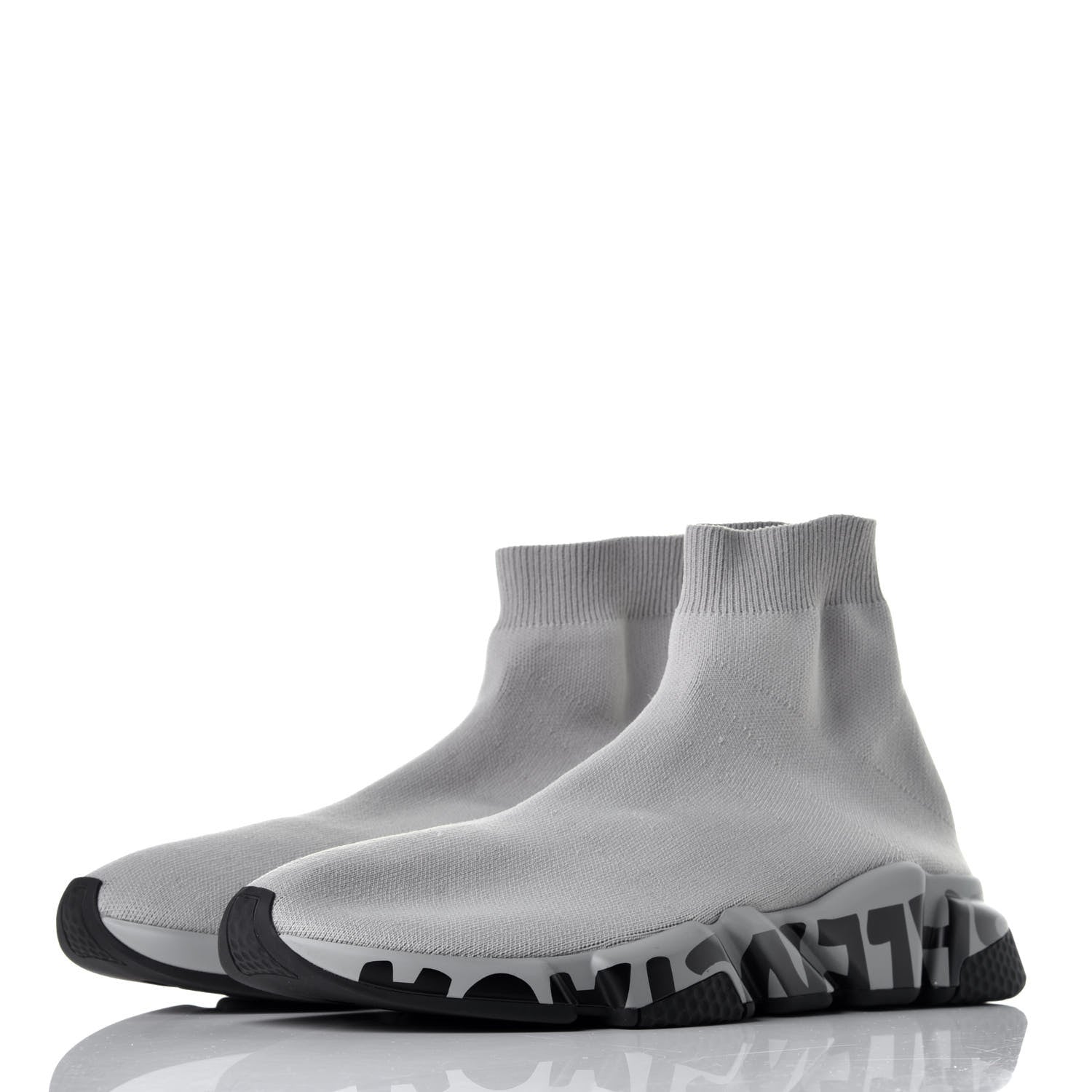 Balenciaga Recycled Knit Mens Speed Graffiti Sneakers 44 Grey Black 3 of 7