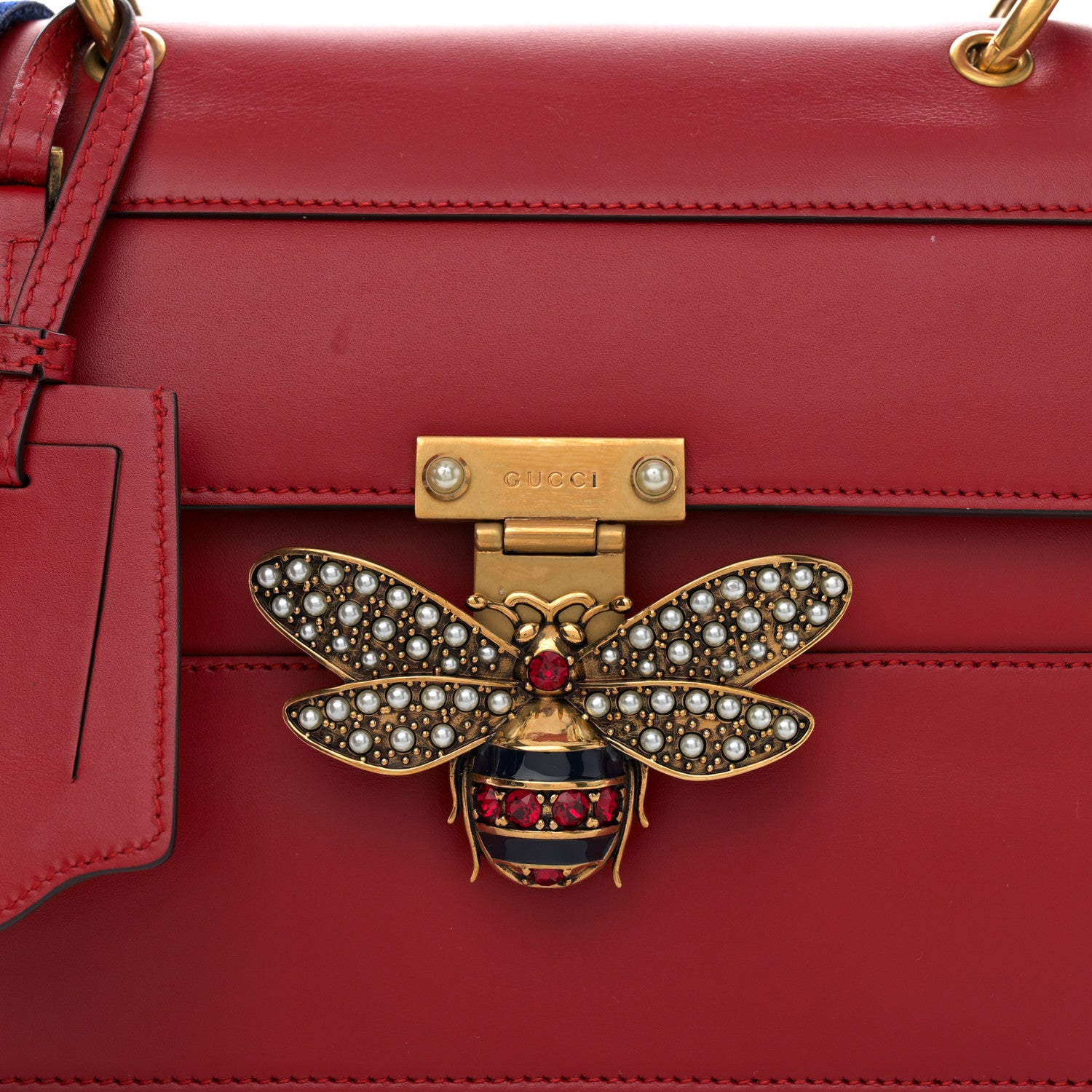 Gucci Calfskin Sylvie Web Small Queen Margaret Top Handle Bag Red 8 of 12