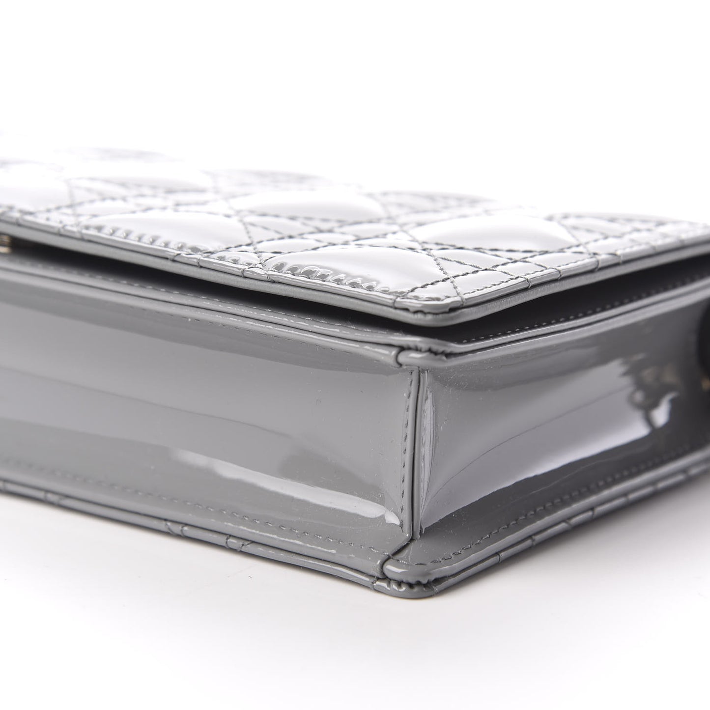 Patent Cannage Lady Dior Clutch Grey Stone