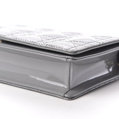 Christian Dior Patent Cannage Lady Dior Clutch Grey Stone 6 of 10