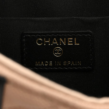 Chanel Caviar Quilted Filigree Classic Flat Wallet Pouch Beige Black 6 of 7