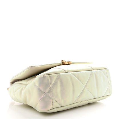 Chanel Iridescent Calfskin Quilted Medium Chanel 19 Flap White 4 of 10