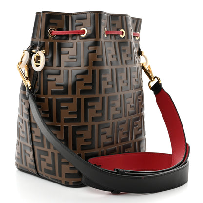 Fendi Vitello Grace F is Fendi Bi-Color FF 1974 Embossed Grande Mon Tresor Bucket Bag Maya Black Fragola 3 of 13