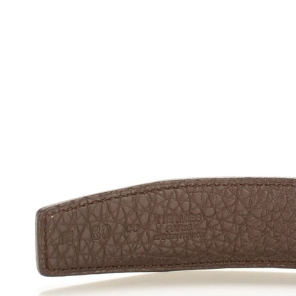 Hermes Box Togo 32mm H Belt 80 Black Chocolate 3 of 8