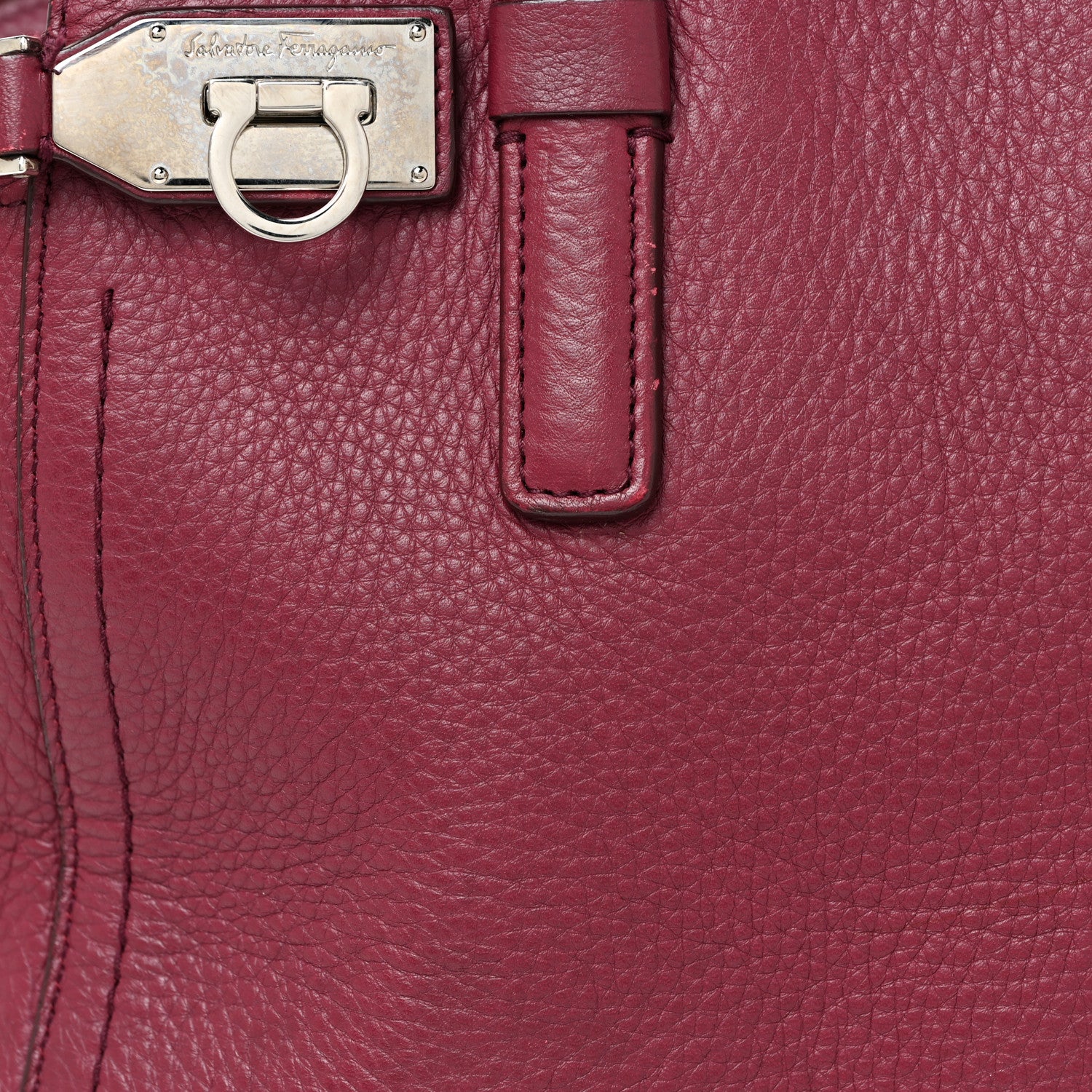 Salvatore Ferragamo Calfskin Medium Verve Double Zip Tote Burgundy 7 of 15