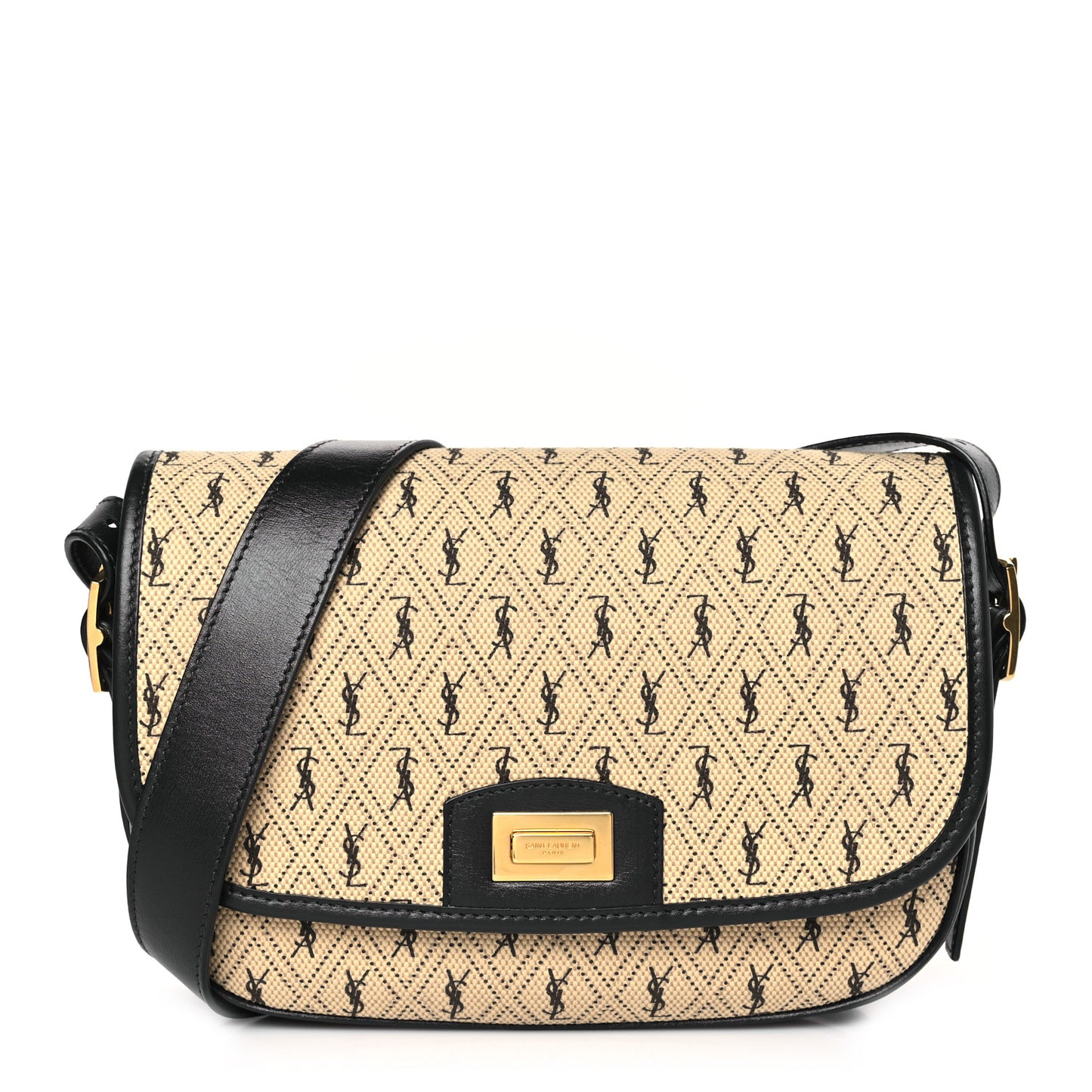 Canvas Monogram All Over Satchel Bag Beige