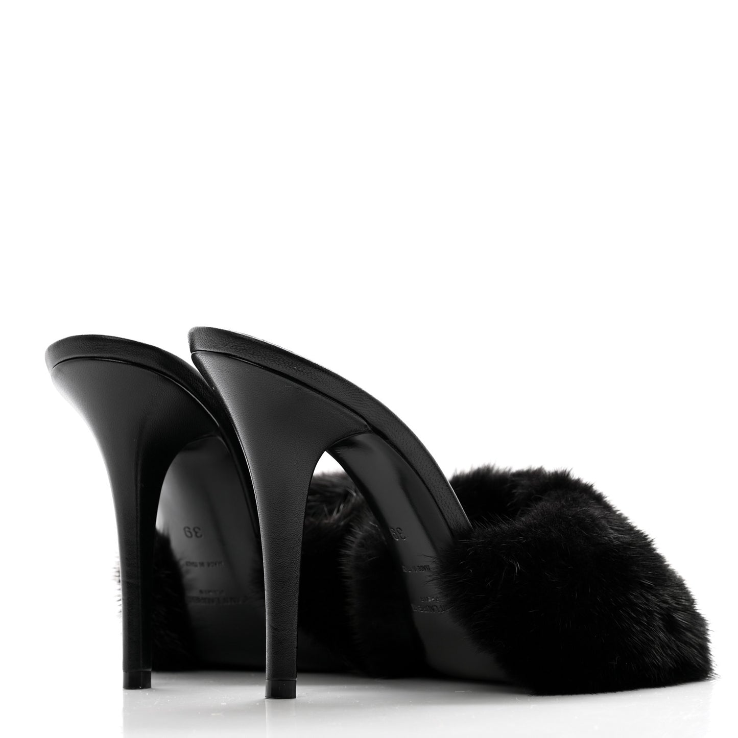 Mink Calfskin Roy Mule Sandals 39 Black