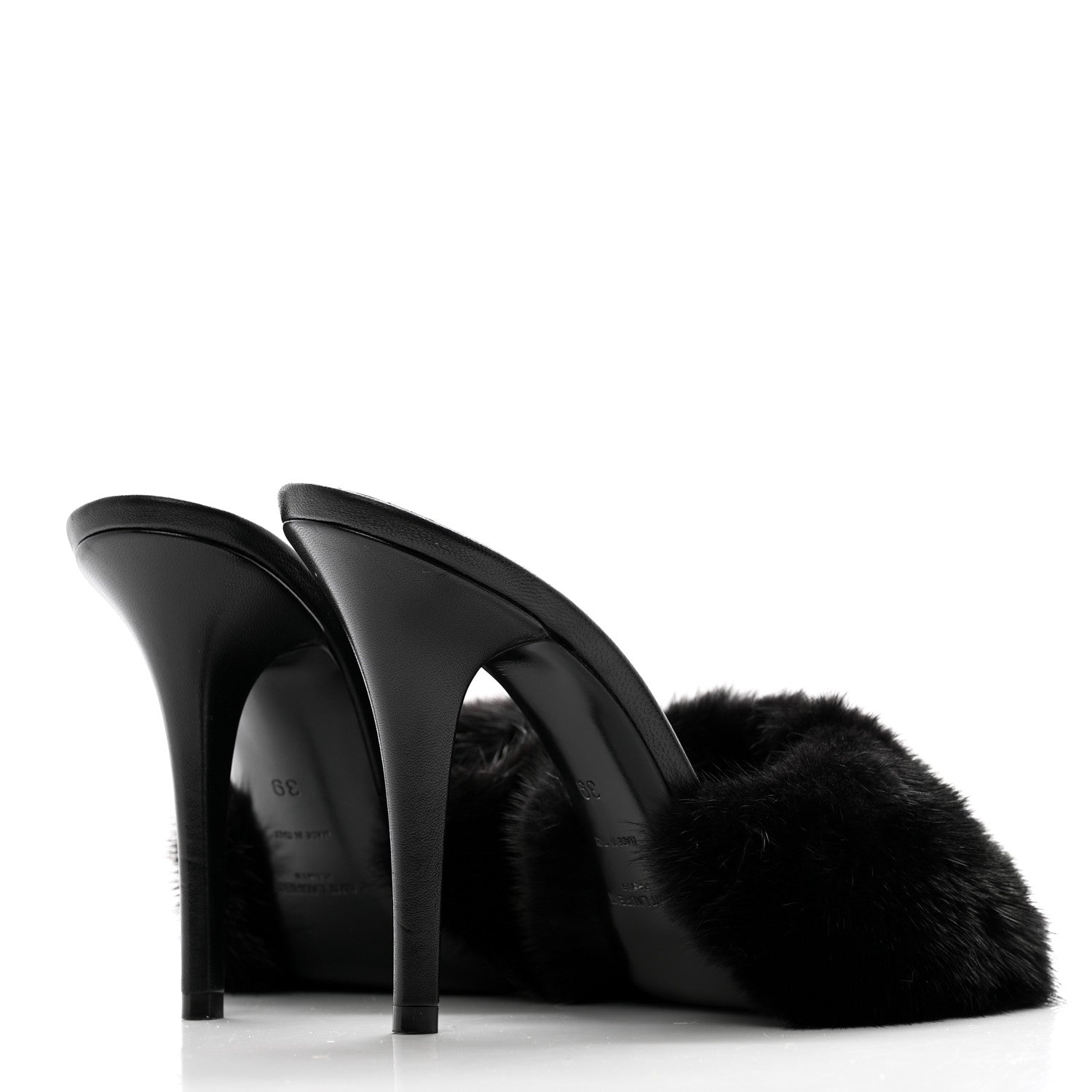 Saint Laurent Mink Calfskin Roy Mule Sandals 39 Black 7 of 19