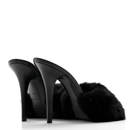 Saint Laurent Mink Calfskin Roy Mule Sandals 39 Black 7 of 19