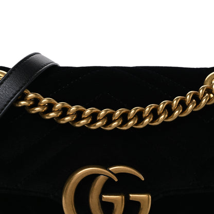 Gucci Velvet Matelasse Mini GG Marmont Shoulder Bag Black 75/30 Black 8 of 11