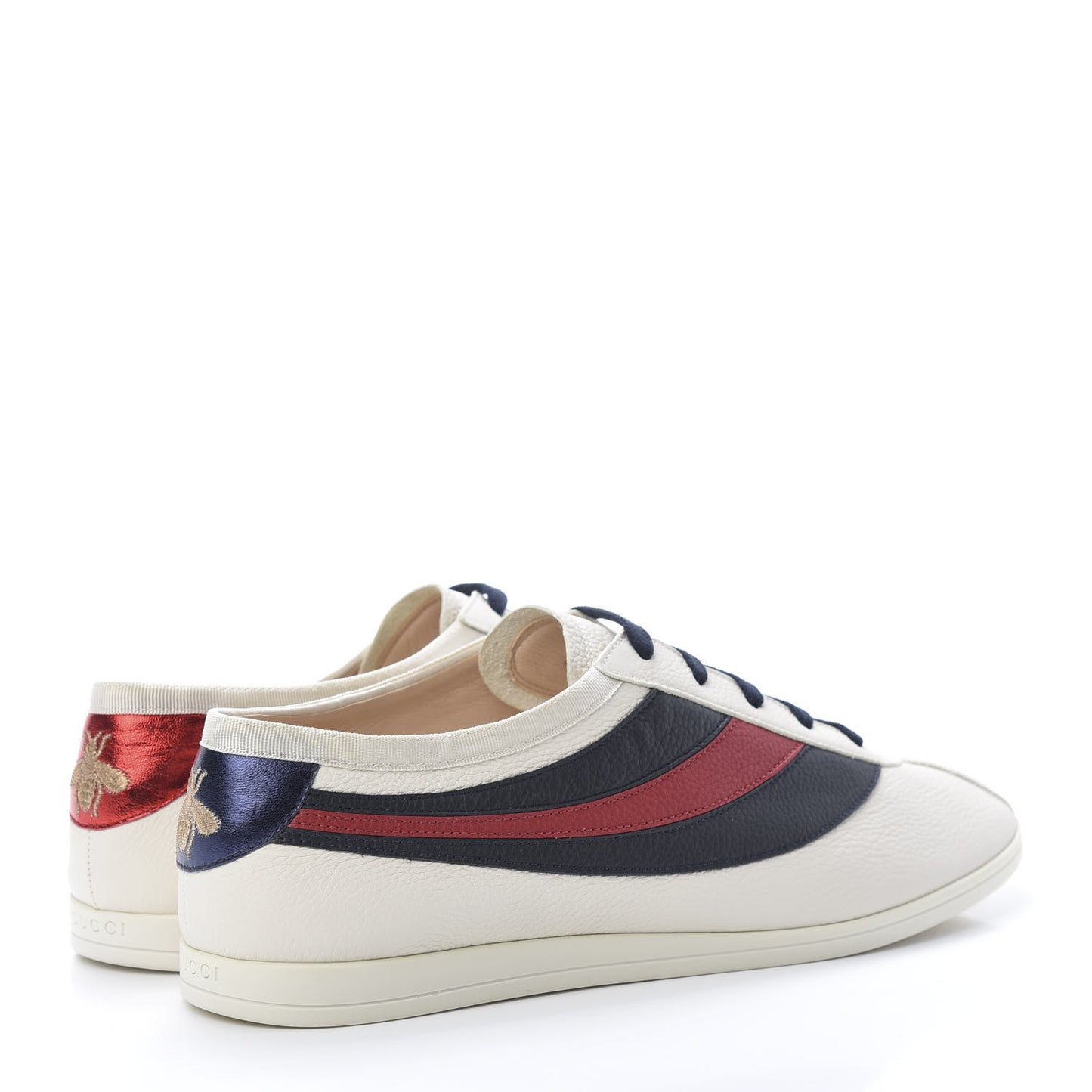 Calfskin Mens Web Falacer Sneakers 10 White Blue