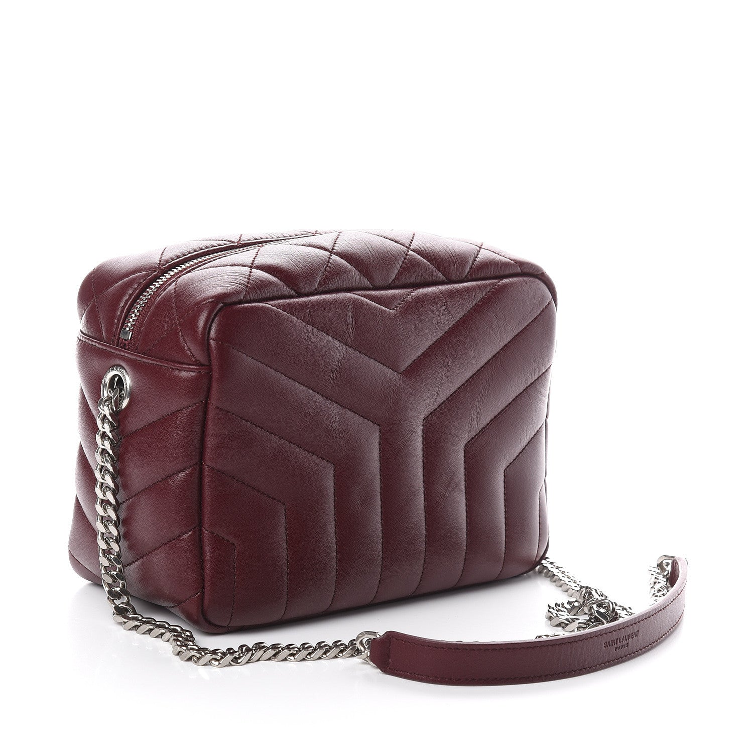 Saint Laurent Calfskin Y Quilted Monogram Small Loulou Bowling Bag Rouge Legion 2 of 8