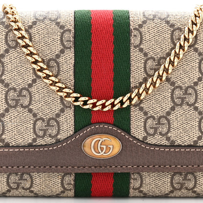 Gucci GG Supreme Monogram Web Ophidia Wallet On Chain Brown 8 of 12