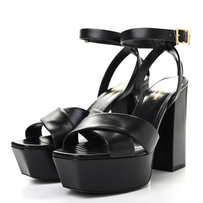 Saint Laurent Calfskin Farrah 80 Platform Sandals 38 Black 40.5 Black 3 of 9