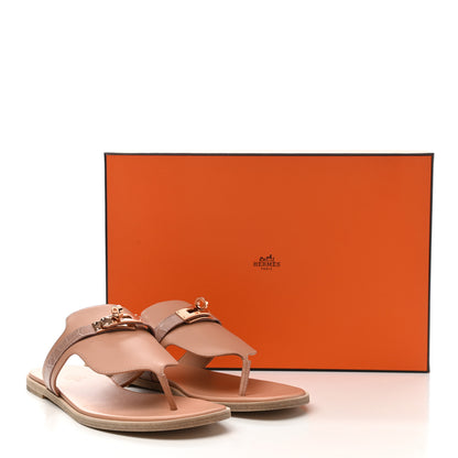 Hermes Calfskin Alligator Womens Elixir Sandals 38 Beige Macrame 9 of 9
