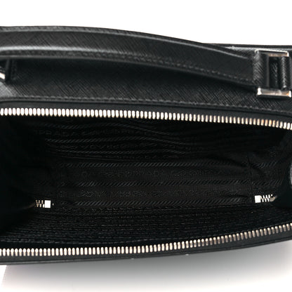 Prada Saffiano Travel Medium Brique Crossbody Bag Black 5 of 10